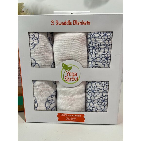 Yoga Sprout 3-Pack Swaddle Blankets & Babys Letterboard Frame Set - Picture 3 of 11